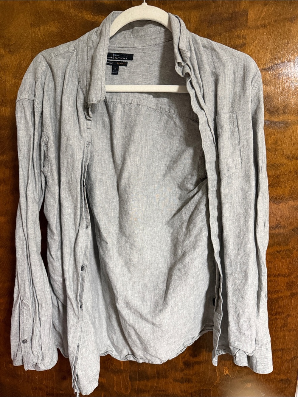 Marc Anthony Light Gray Casual Button-Down Shirt